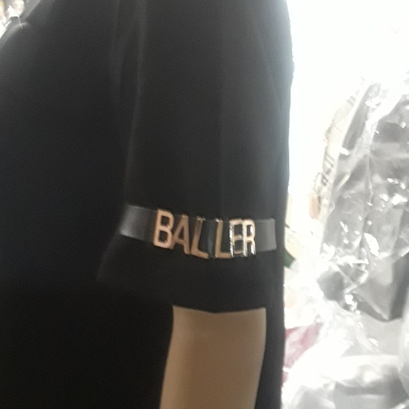 🆕️Black Goldtone "Baller" Plus Polo Top - Picture 7 of 8